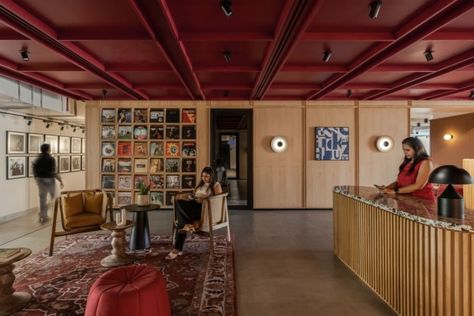 Sony Offices - Mumbai | Office Snapshots Apartment Community Room, Music Office, Steelcase Office, Office Transformation, Music Room Design, Student Lounge, Community Spaces, Acoustic Ceiling Panels, Work Cafe