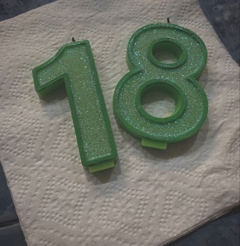 Two used green candles shaped as the numbers 1 & 8 together 22 Candles Birthday, 17 Birthday Candle, 18th Birthday Candles, Star Birthday Candles, Sparkling Number Candle, Number Birthday Candles, Happy Birthday 18th, Stink Bugs, Happy Birthday Quotes For Friends