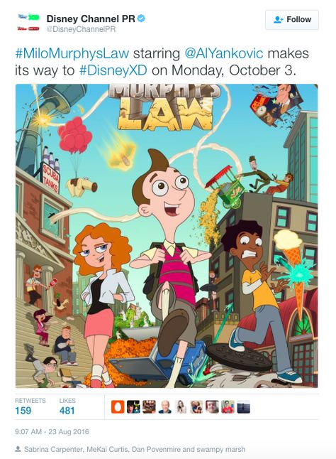 By the creators of Phineas and Ferb, Milo Murphy's Law! Coming to Disney XD in October! Milo Murphy's Law, Milo Murphy, Milo Murphys Law, Old Kids Shows, Desenho Tom E Jerry, Old Cartoon Shows, Murphy Law, Phineas Y Ferb, Childhood Tv Shows