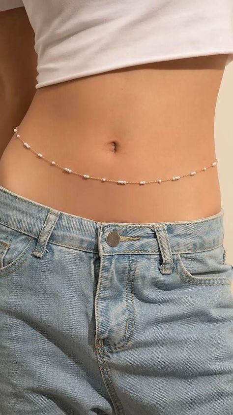 Belly Lace Jewelry, Body Chain Miçanga, Belly Necklaces, Thigh Jewelry, Chain Outfit, Thigh Chain, Waist Jewelry, Pretty Jewelry Necklaces, Fancy Jewellery Designs