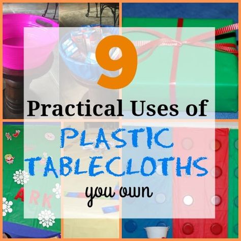 9 Unconventional Uses for Plastic Tablecloths Decorating With Plastic Tablecloths Diy, Dollar Tree Table Cloth Ideas, Plastic Table Cloth Ideas, Plastic Table Cloth Ideas Decorations, Cheap Table Cloth Ideas, Plastic Tablecloth Decorations, Acrylic Paint On Plastic, Diy Drapes, White Plastic Table