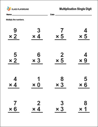 Print a multiplication single digit worksheet. Multiplication Worksheets Class 2, Maths Worksheet For Class 2 Multiplication, Single Digit Multiplication Worksheets, Grade 2 Math Worksheets Multiplication, Multiplication Worksheets For Grade 2, 1 Digit Multiplication Worksheets, Easy Multiplication, Times Tables Worksheets, Number Words Worksheets