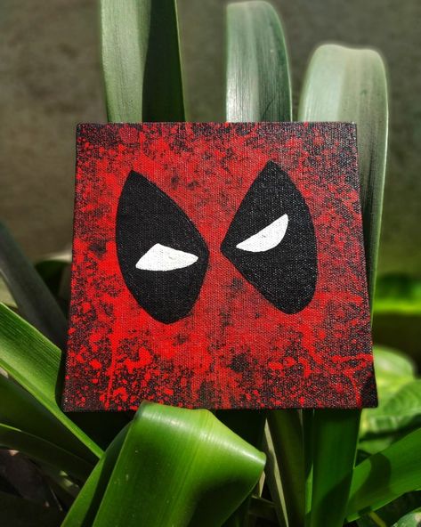 #deadpool #canvas #acrylic #canvaspainting #red Easy Deadpool Painting, Canvas Painting Ideas Marvel, Avengers Painting Ideas On Canvas, Deadpool Painting Easy, Deadpool Room Decor, Marvel Paintings On Canvas, Avengers Painting Ideas, Deadpool Crafts, Deadpool Canvas Painting