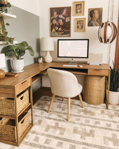 Small Crafts, Cozy Home Office, Office Guest Room, Office Room Decor, Style Deco, Home Office Setup, Home Office Space, A Desk, Dream House Decor