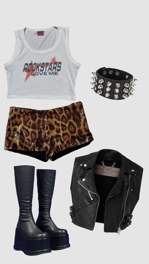 #vintage #rockstar #rockstargf #retro #outfitinspo Vintage Rockstar Outfit, Summer Rockstar Outfits, Rockstar Outfit Women, Rockstar Halloween Costume Women, Rockstar Theme Outfit, Rock N Roll Aesthetic Outfit, Rockstar Costume Women, Aesthetic Outfits 80s, Rock And Roll Aesthetic Outfit