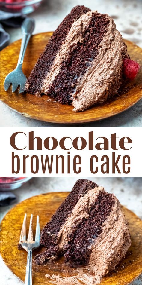 Best Brownie Dessert Recipes, Best Bake Off Desserts, Not Too Sweet Chocolate Cake, Fun Way To Eat Cake, Cakelike Brownies Recipe, Very Chocolate Desserts, Brownie Mix To Cake, Easy Decadent Chocolate Desserts, Brownie Mix Chocolate Cake