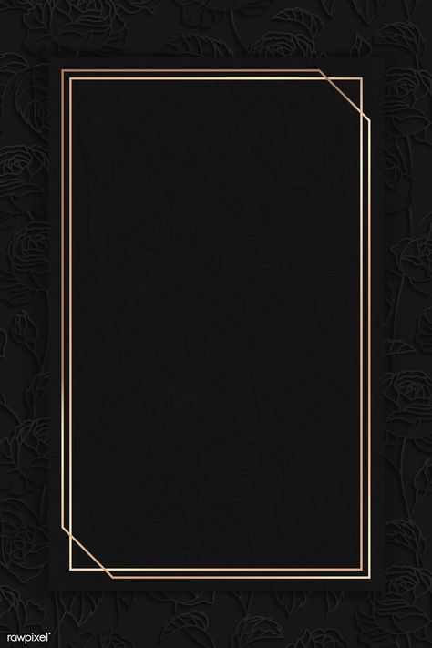 Rectangle gold frame on black floral pattern background vector | premium image by rawpixel.com / manotang Gold Frame Background, Frames Flowers, Gold And Black Background, Black Floral Pattern, Black And Black, Instagram Photo Frame, Page Borders Design, Casa Country, Black Background Wallpaper