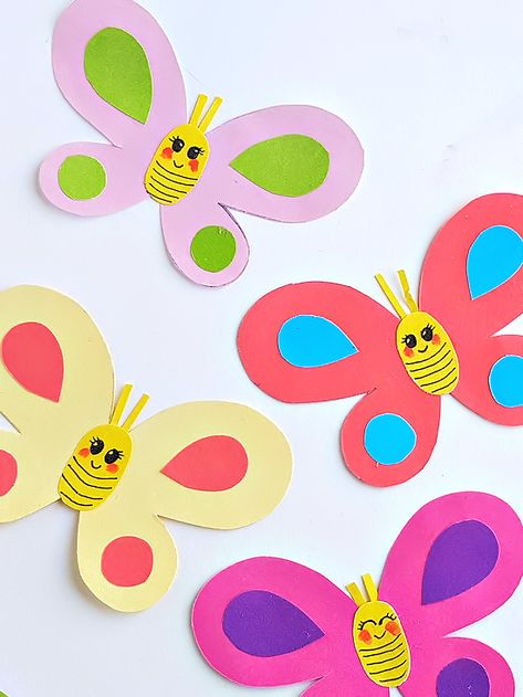 Smiley Butterflies Paper Craft with Butterfly Template Free Printable #crafts #kids #butterflies #spring #printable Butterflies Paper, Craft Activities For Toddlers, Spring Arts And Crafts, Butterfly Craft, Free Printable Crafts, Construction Paper Crafts, Butterfly Template, Spring Crafts For Kids, Wine Bottle Diy Crafts