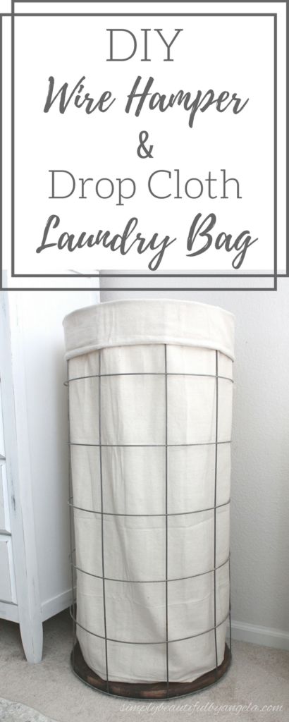 DIY Wire Hamper with Canvas Laundry Bag | Simply Beautiful By Angela Laundry Hamper Closet, Hamper Closet, Hamper Diy, Wicker Hamper, Canvas Laundry Bag, Farmhouse Laundry, Upcycle Ideas, Laundry Room Diy, Diy Laundry