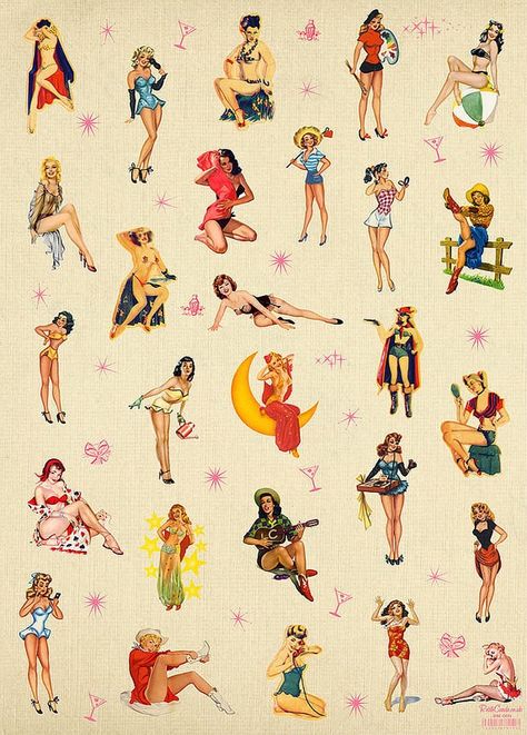 Vintage Pinup Illustration, Vintage Pinup Tattoo Ideas, Pinup Poses Drawing, Pinup Poses Reference, Pin Up Poses Drawing, Drawing Pinup Poses, Pinup Pose Reference Drawing, Pin Up Poses Reference, Pinup Pose Reference