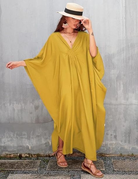 Bsubseach Women Casual Kaftan Dress Batwing Sleeve Plus Size Swimsuit Cover Up Maxi Caftan Dresses Black at Amazon Women’s Clothing store Kaftan Plus Size, Plus Size Kaftan Dress, Long Swimsuit Coverups, Casual Fall Dress, Long Swimsuit, Casual Kaftan, Beach Kaftan Dress, Caftan Dresses, Plus Size Kaftan