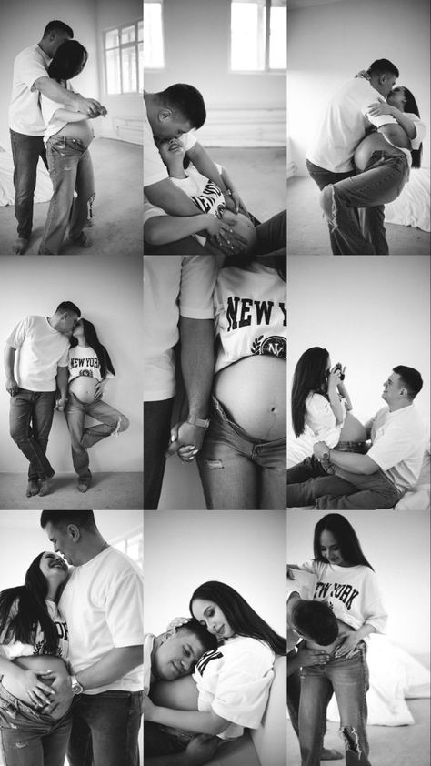 Unique Maternity Pictures With Husband, Fun Maternity Pictures, Diy Maternity Photos At Home, Couple Pregnancy Pictures, Home Maternity Photography, Diy Maternity Photos, Baby Bump Photoshoot, Maternity Studio Photoshoot, Pregnancy Announcement Photoshoot