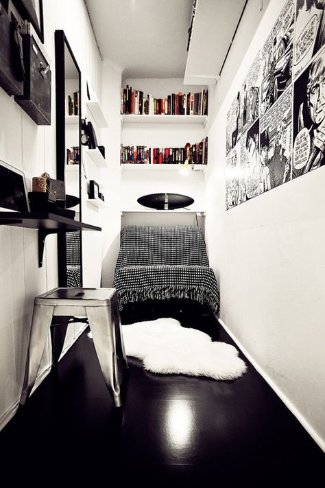 The Modern Nook | 44 Cozy Nooks You'll Want To Crawl Into Immediately Narrow Room, Mini Loft, Narrow Rooms, Deep Shelves, Comfy Pillows, Small Space Design, Small Room Design, Reading Nooks, Narrow Hallway