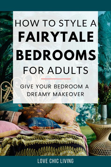 Magical Guest Bedroom, Grown Up Fairy Tale Bedroom, Dreamy Bedroom Decor, Amazing Bedroom Ideas, Guest Room Theme Ideas, Fairy Bedroom Aesthetic For Adults, Diy Fairy Bedroom Ideas For Adults, Mystical Room Ideas, Whimsical House Interior Bedroom