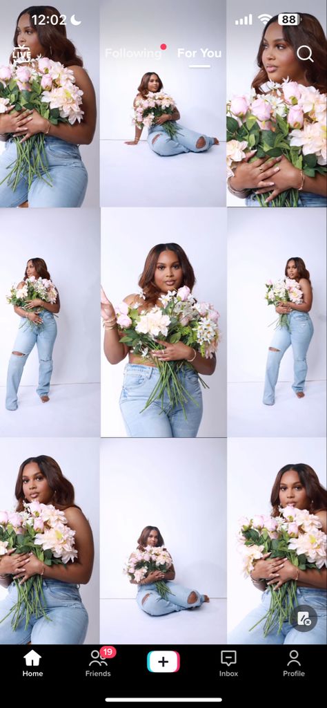 Women Birthday Shoot Ideas, 30th Birthday Photoshoot Classy, Jean And Flowers Photoshoot, 33rd Birthday Themes For Women, 33 Birthday Ideas Women Pictures, 33rd Birthday Outfit Ideas For Women, Birthday Outfit Designer, Birthday Photoshoot Ideas Flowers, Birthday Flower Photoshoot