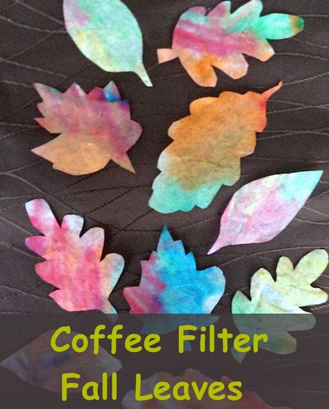 Coffee Filter Leaves - Colorful Fall leaves is an easy and inexpensive classroom project for kids. Coffee Filter Leaves, Turkey Crafts Preschool, Coffee Filter Art, Autumn Leaves Craft, Thanksgiving Crafts Preschool, Easy Holidays Crafts, Coffee Filter Crafts, October Crafts, Fall Art Projects