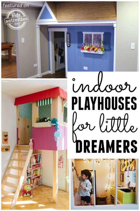 25 indoor playhouses for your little ones Playhouse Indoor, Kids Indoor Playhouse, Toddler Playhouse, Indoor Playroom, Playhouse Plans, Indoor Playhouse, Diy Playhouse, Backyard Playhouse, Build A Playhouse