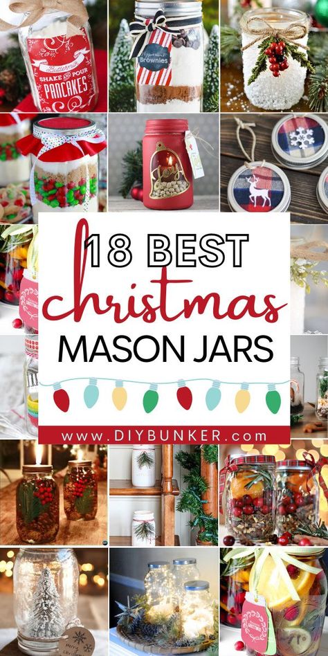 Mason Jar Lids Christmas Crafts, Xmas Mason Jars, Jar Decorating Ideas For Christmas, Mason Jar Xmas Crafts, Mason Jar Christmas Ornaments, Mason Jar Xmas Gifts, Christmas Decor Jars, Mason Jar Decorations For Christmas, Mason Jar Christmas Crafts With Lights