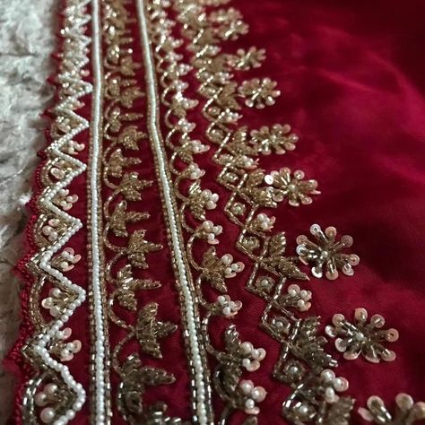 ♥️🧁D@D♥️🧁 Maroon Premium Pure Organza Silk drapes of luxury embellished with antique pearl sequins cut daana handwork & running handwork bp @ ₹7500 shipping free for Our Resellers Colour Customisation Possible ♥️ Indian Handwork Embroidery, Neck Stone Embroidery Designs, Badala Work Embroidery, Cut Beads Aari Work Design, Zardosi Embroidery Blouse, Organza Outfits, Ghagra Design, Aari Work Designs Pattern Hand Embroidery, Pant Embroidery