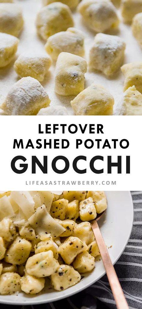 Mashed Potatoes Gnocchi, Mashed Potato Gnocchi, Ultimate Mashed Potatoes Recipe, Vegetarian Gnocchi, Gnocchi Recipes Homemade, Pinterest Food, Leftover Potatoes, Gnocchi Recipe, Homemade Gnocchi