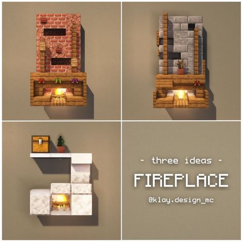 𝗞𝗟𝗔𝗬 | Minecraft Design on Instagram: "There's some fireplace ideas! I'm in love with the second one! Which one do you like the most? (Lemme know) ☺ Also, this post is dedicated to s special person who yesterday turned 18! • Repost with credits only! • Follow @klay.design_mc for more! • Pinterest profile: https://pin.it/43DqTID • Shaders: Complementary_v4.3.3 #minecraftpe #minecraft #minecraftideas #minecraftdesign #videogames #fortnite #klaydesignmc #design #interiors #interiordesign #video Fireplace Minecraft Design, Minecraft House Fireplace, Minecraft Second Floor Ideas, Fireplace Design Minecraft, Minecraft Small Fireplace Ideas, Minecraft Map Room Design, Minecraft Interior Ideas Storage, Minecraft Interior Fireplace, Mc Living Room