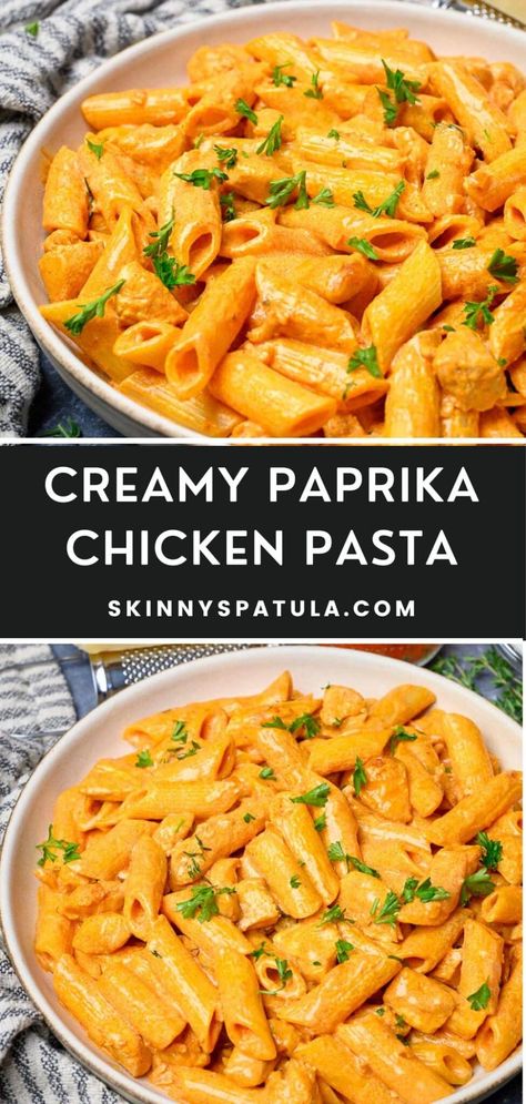 Creamy Paprika Chicken Pasta Spicy Chicken Pasta, Chicken Pasta Dishes, Paprika Chicken, Best Pasta Recipes, Feta Pasta, Pasta Dinner Recipes, Yummy Pasta Recipes, Chicken Pasta Recipes, Dinner Easy