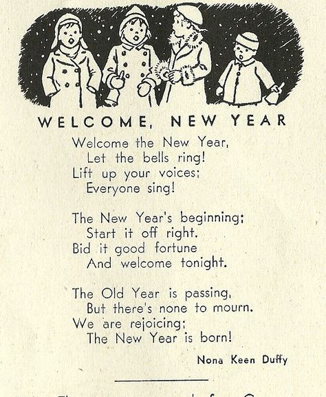 New Year Poems Poetry, January Poem, Vintage New Years, New Year Poem, Nursery Rhymes Poems, Japan Toys, Christmas Poem, New Years Eve Day, Winter Poems