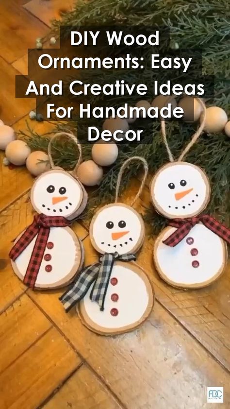 Looking for creative DIY wood ornaments to spruce up your holiday decor? Check out these easy and fun ideas for handmade ornaments that will add a rustic touch to your Christmas tree. From painted designs to rustic wood slices, these DIY projects are perfect for adding a personal touch to your holiday decorations. Get inspired and start crafting your own unique wood ornaments today! Wooden Ball Ornaments, Wood Ornaments Diy Tree Slices, Easy Christmas Ornaments To Make, Diy Wood Slice Ornaments, Diy Wood Ornaments, Disc Ideas, Snowmen Ideas, Easy Christmas Ornaments, Stained Glass Ornaments