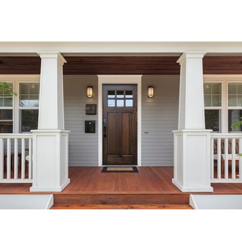 Craftsman Front Door With Sidelights, Front Door Solid, Wood Front Entry Doors, Mahogany Wood Doors, Craftsman Door, Prehung Doors, Mahogany Doors, Mahogany Stain, Wood Front Doors