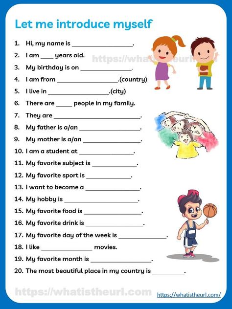 All About Myself Activities, Inside Outside Worksheet, How To Introduce Yourself In School, About Myself Worksheet, Introduce Yourself Template, All About Myself, Introduction Of Myself, English Conversation For Kids, 2nd Grade Reading Worksheets