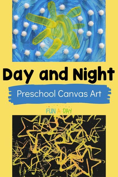 A fun preschool art project! We did this collaboratively, but each kid could easily make their own. It's perfect during a pajama day, a space theme, or when talking about the differences between night and day. Creation Art Projects For Preschool, Montessori, Creation Theme Preschool, Pajama Week Activities, Light And Dark Preschool Theme, Animals At Night Preschool, Pajama Activities For Preschool, Day And Night Preschool, Opposites Preschool