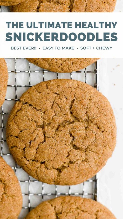 Chewy Healthy Cookies, Healthy Desserts Cookies, Low Calorie Snickerdoodle Cookies, Simple Healthy Baking, Yummy Healthy Cookies, Healthy Snack Cookies, Low Carb Snickerdoodle Cookies, Lower Calorie Cookies, Healthy Dessert Breakfast