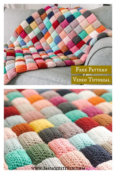 Puff Quilt Free Crochet Pattern and Video Tutorial Puff Quilt Pattern, Crochet Bedsheets, Lovey Crochet, Crocheted Blankets, Puff Quilt, Crochet Quilt, Manta Crochet, Haken Baby, Stitch Crochet