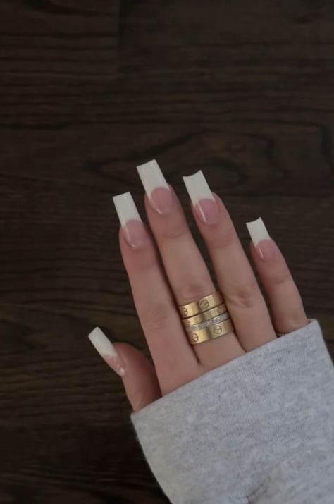 Long Classic French Nails, White French Tip Nails 2000s, French Tip Acrylic Nails 2000s, 90s Square Nails, Square Thick French Nails, French Tip Thick White, Sharp Square French Tips, Original French Tip Nails, Classic French Tip Nails Square