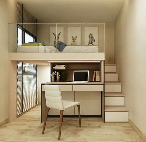 Space Saving Studio Apartment Ideas, Two Levels Bedroom, House Design For Small Space, Multi Level Bedroom, Space Saving Studio Apartment, Bed For Small Spaces, Modular Bedroom Design, Tiny Bedroom Design Space Saving, Two Level Bedroom