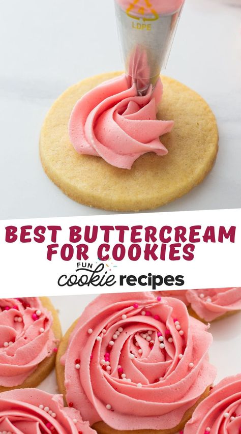 Buttercream Frosting for Cookies Buttercream For Cookies, Buttercream Frosting For Cookies, Frosting For Cookies, Buttercream Frosting Cookies, Sugar Cookie Frosting Recipe, Decorating Sugar Cookies, Cookie Frosting Recipe, Buttercream Cookies, Cookie Icing Recipe