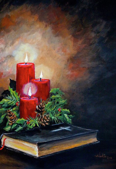 Always with YOU... Christmas Related Paintings, Christmas Candle Drawing, Advent Painting, Drawing On Christmas, Christmas Paintings Ideas, Paintings For Christmas, Painting Ideas For Christmas, Christmas Theme Drawing, Cute Christmas Paintings