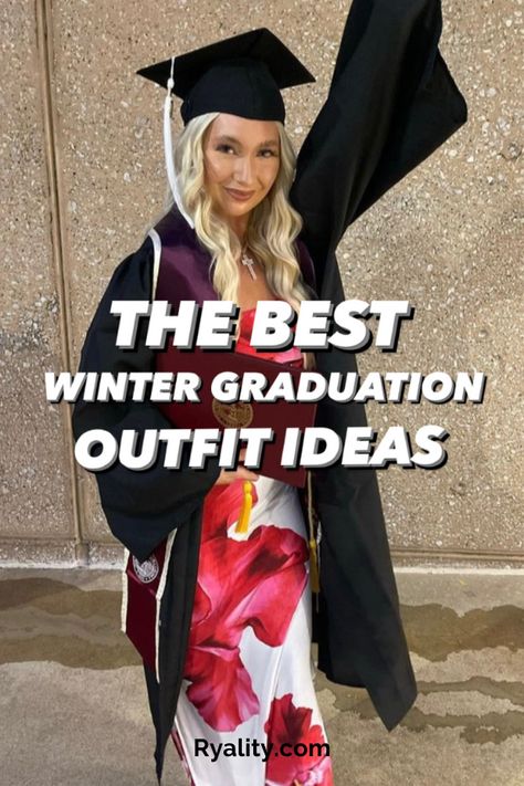 If you’re graduating in the winter, you might be looking for the cutest winter graduation outfits. These are some of the best winter graduation outfits 2023 to help you look gorgeous for graduation! Fall Graduation Dresses, Winter Graduation Dresses College, Graduation Dress Winter College, Graduation Outfit Ideas Cold Weather, Autumn Graduation Outfit, Black Graduation Dress College Winter, What To Wear For Graduation Pictures, Graduation Outfit Ideas Graduate School, Winter Graduation Party Outfit