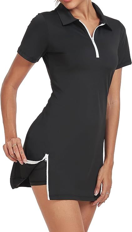 Womens Tennis Dress with Separate Shorts Collared Golf Athletic Dresses Exercise Activewear for Women with Pocket and Sleeve Tennis Dresses, Womens Tennis Dress, Athletic Dresses, Sporty Chic Style, Golf Dress, Outfits Athletic, Golf Attire, Golf Dresses, Athletic Dress