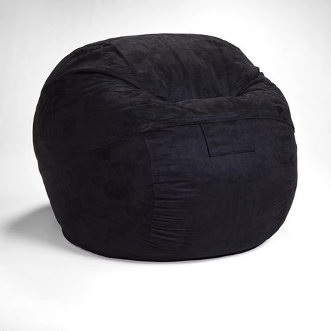 AJD Home Black Bean Bag Chair in the Bean Bag Chairs department at Lowes.com Black Bean Bag Chair, Black Bean Bag, Cozy Bean Bag, Book Hanging, Black Bean Bags, Fluffy Chair, Game Room Bedroom, Big Bean Bags, Large Bean Bag Chairs