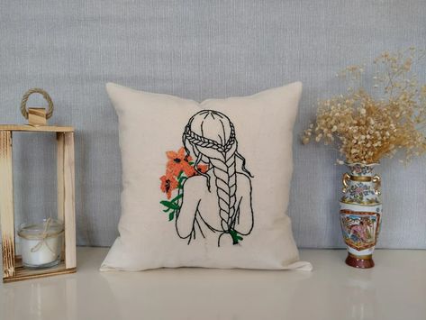 Hand Embroidered Pillow, Hand Embroidered Pillows, Crochet Pillow Cover, Embroidered Pillow Covers, Baby Rooms, Pattern Pillow, Embroidered Pillowcases, Cute Pillows, Linen Pillow Cases