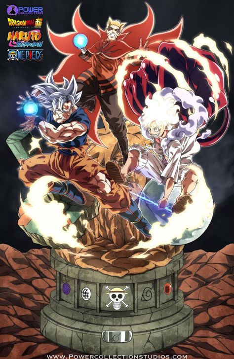 Big 3 Anime, Luffy Naruto, Naruto Baryon Mode, Goku Mui, Naruto Goku, Shounen Anime, Anime Designs, Anime Vs Cartoon, Luffy Gear 5