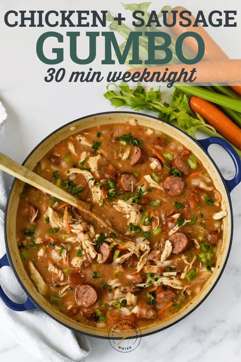 Chicken And Sausage Gumbo Recipe, Sausage Gumbo Recipe, Easy Gumbo, Gumbo Recipe Easy, Chicken And Sausage Gumbo, Chicken Sausage Gumbo, Gumbo Recipe Sausage, Recipe With Chicken, Chicken Gumbo