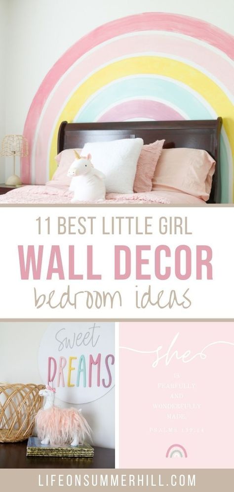 Girls Bedroom Ideas Paint, Girls Wall Decor Ideas, Farmhouse Rainbow Bedroom, Girl Bedroom Themes, Rainbow Wall Paint Girl Rooms, Rainbow Theme Room, Girl Bedroom Art Wall, Diy Girls Room Decor, Kids Room Wall Decor Girls