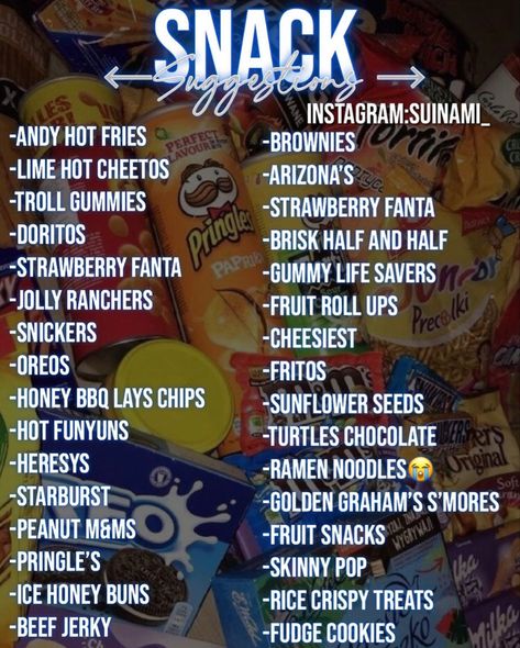 Grocery Snack List, Snack List Ideas, Snacks To Get From The Store, Good Snacks To Buy Grocery Store, Snack Drawer In Bedroom Ideas, Sleepover Shopping List, Baddie Snacks, Selling Snacks At School Prices, Snacks To Buy At The Store