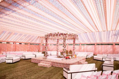 Indian Wedding Tent Decorations, Sikh Wedding Decor, Indian Wedding Games, Marriage Hall Decoration, Pastel Wedding Decorations, Engagement Stage, Wedding Tent Decorations, Engagement Stage Decoration, Engagement Decoration