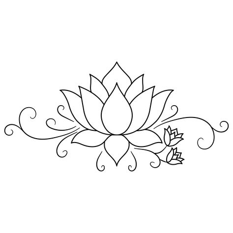 Easy Art Flowers, Lotus Flower Outline Drawing, How To Draw Lotus Flower Step By Step, Lotus Embroidery Pattern, Lotus Flower Drawing Sketches, How To Draw A Lotus Flower, Lotus Drawing Tattoo, Lotus Flower Art Design, Lotus Flower Drawing Design