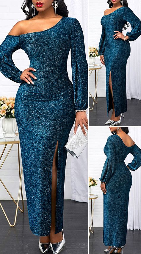 Atropa Belladonna — Skew Neck Peacock Blue Long Sleeve Dress Sequin Short Dress Classy, Part Dresses Classy Long, Short Dinner Gowns Classy Night, Formal Dinner Dress Classy Simple, Ladies Dress Design Classy, Elegant Long Dresses Classy, Womens Dresses Classy Beautiful, Long Fancy Dresses, Dinner Wear For Ladies