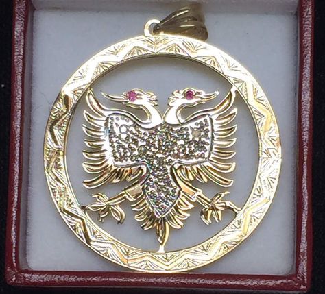 Etsy Albanian Eagle National pendant 0.10crt in diamonds in 14karat yellow gold with ruby in eyes Albanian Eagle, Albanian Clothing, Eagle Necklace, Box Chain, Gold Chains, Jewelry Necklace Pendant, Ruby, Chain Necklace, Jewelry Necklaces