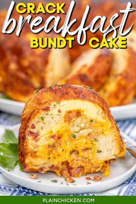 Ham Cheese Breakfast, Breakfast Bundt, Breakfast Bundt Cake, Easy Breakfast Casserole Recipes, Tater Tot Breakfast Casserole, Jiffy Cornbread Mix, Tater Tot Breakfast, Hashbrown Breakfast Casserole, Bundt Cake Recipe